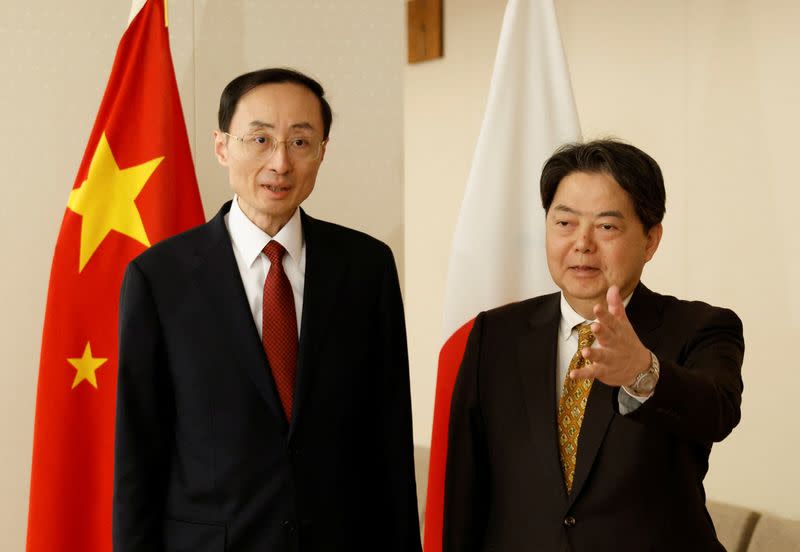 China's Vice Minister of Foreign Affairs Sun Weidong meets with Japan's Foreign Minister Yoshimasa Hayashi in Tokyo