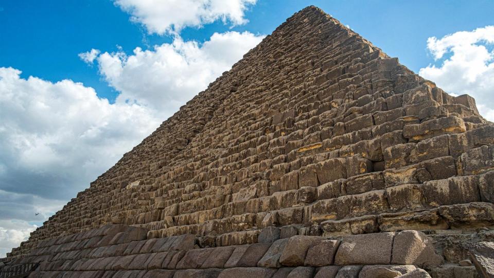 PHOTO: The Pyramid of Menkaure (or Menkheres, built in the 26th century BC) is pictured at the Giza Pyramids Necropolis, west of Cairo, on January 29, 2024. (Khaled Desouki/AFP via Getty Images)