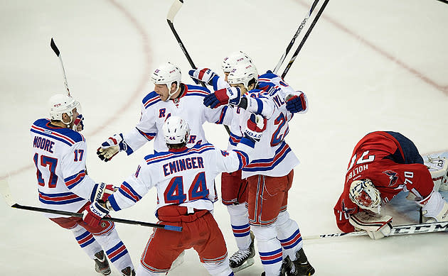 New York Rangers - Rangers forward Brad Richards plays the puck at center  ice. (MSG Photos)