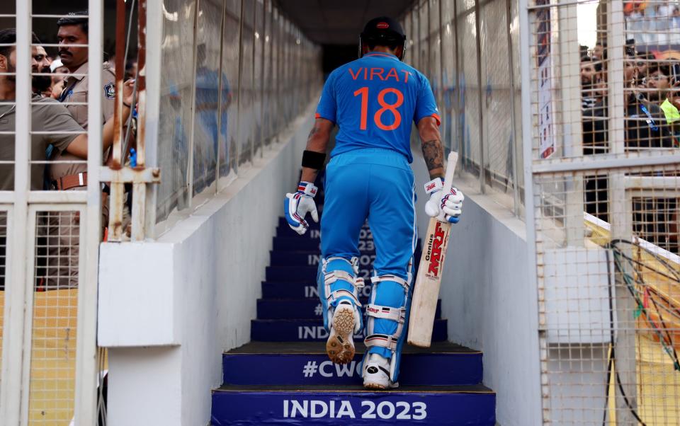 Virat Kohli trudges back to the India changing room