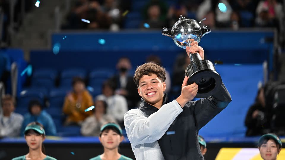 Shelton won his first ATP Tour title at the Japan Open after defeating Aslan Karatsev in the final. - Kazuhiro Nogi/AFP/Getty Images