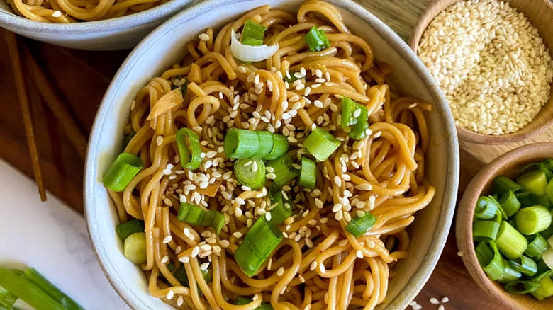 sesame garlic ramen bowl