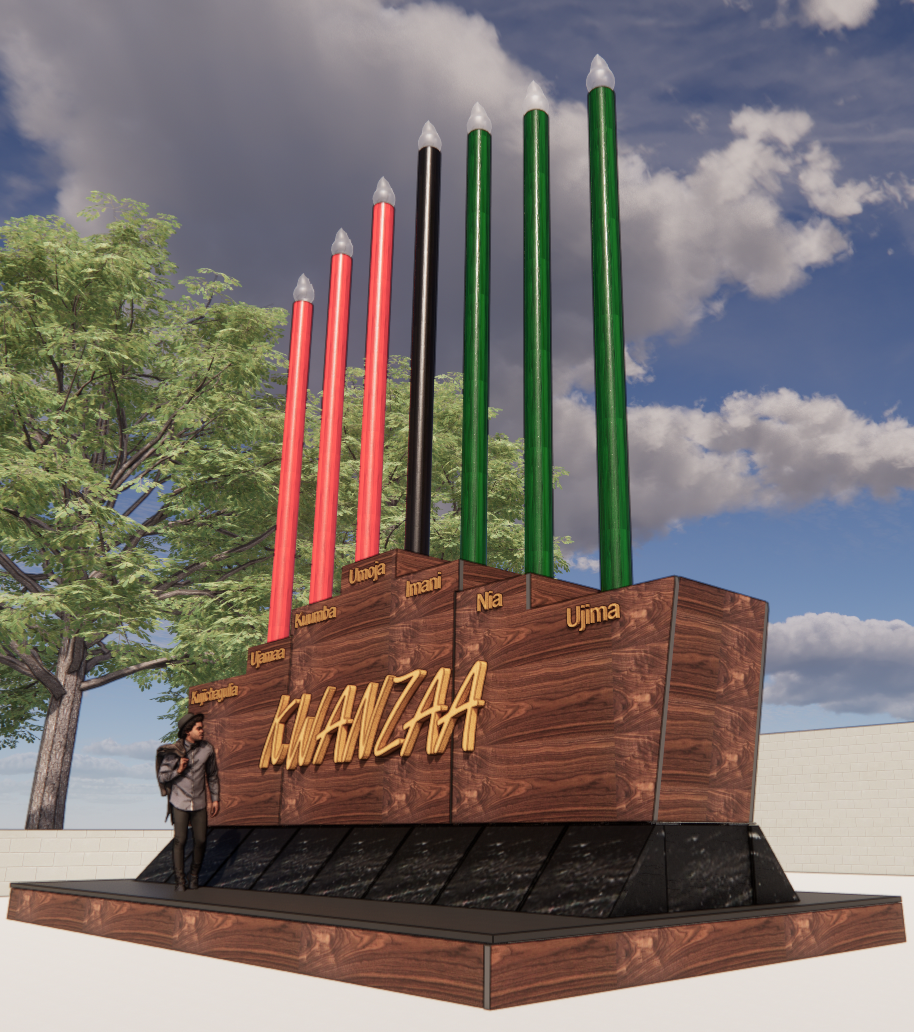 Rendering of The Motor City Kwanzaa Kinara / Credit: courtesy of City of Detroit