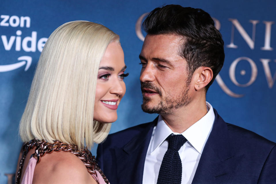 HOLLYWOOD, LOS ANGELES, CALIFORNIA, USA - AUGUST 21: Singer Katy Perry and fiance/actor Orlando Bloom arrive at the Los Angeles Premiere Of Amazon's 'Carnival Row' held at the TCL Chinese Theatre IMAX on August 21, 2019 in Hollywood, Los Angeles, California, United States. (Photo by Xavier Collin/Image Press Agency/Sipa USA)