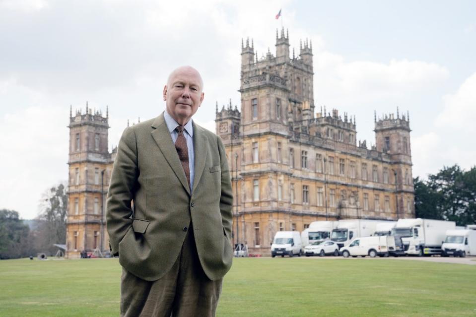 Julian Fellowes on the set of “Downton Abbey: A New Era” in 2022. Focus Features/Courtesy Everett Collection