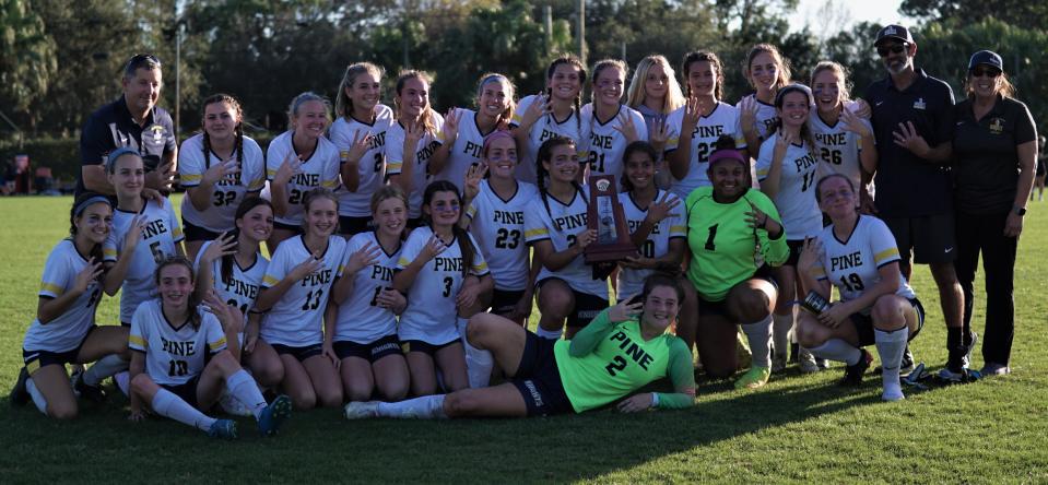 Pine School won its fourth straight district title, defeating Jupiter Christian 3-2 in the District 8-2A championship match on Tuesday, Jan. 31, 2023 in Jupiter.