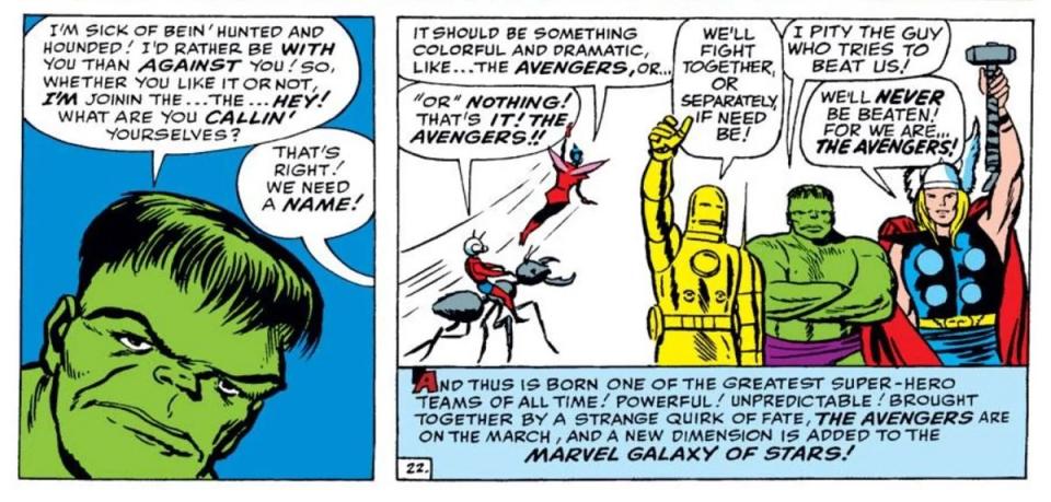 Wasp names the team in 1963's Avengers #1.