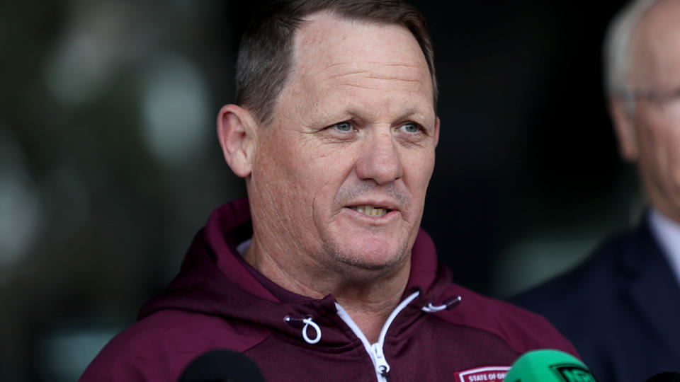 Kevin Walters, pictured here speaking to the media ahead of State of Origin in 2019. 