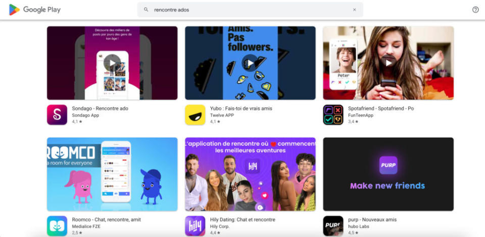 L'app Rencontre Ados n'est plus disponibles sur le Play Store // Source : Capture d'écran Numerama