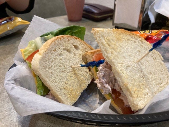 A tuna melt sandwich from Crafty Cravings & Cafe in Two Rivers.