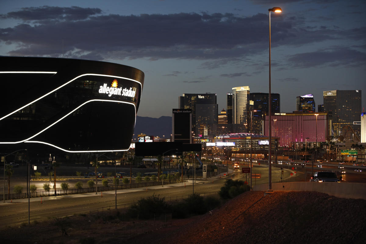 Allegiant Stadium Lights Up Las Vegas Skyline