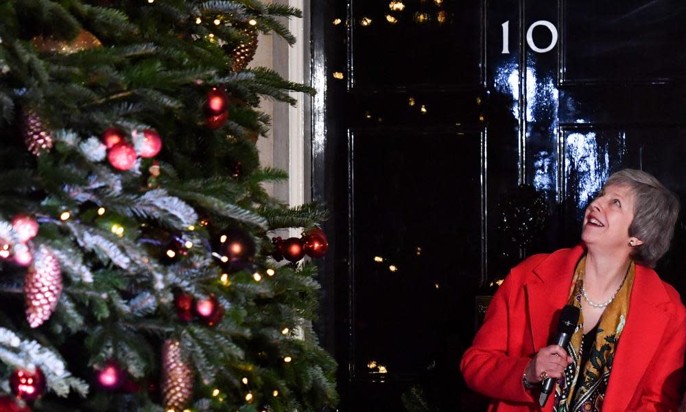 Few things were looking up for Theresa May as she switched on No 10’s Christmas lights. 