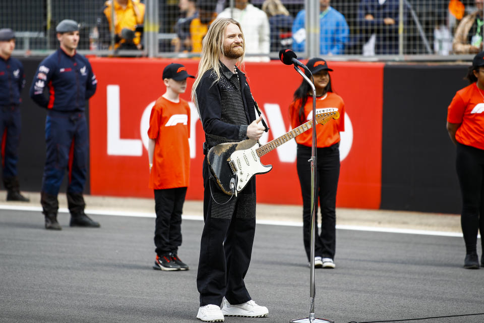 Sam Ryder performs during the Formula 1 Grand Prix of Great Britain at Silverstone circuit from 31st of June to 3rd of July, 2022 in Northampton, England. (Photo by Gongora/NurPhoto via Getty Images)