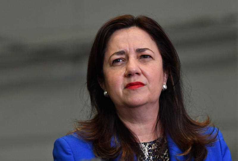 Queensland Premier Annastacia Palaszczuk is seen during a press conference at the Brisbane Convention and Exhibition Centre in Brisbane.