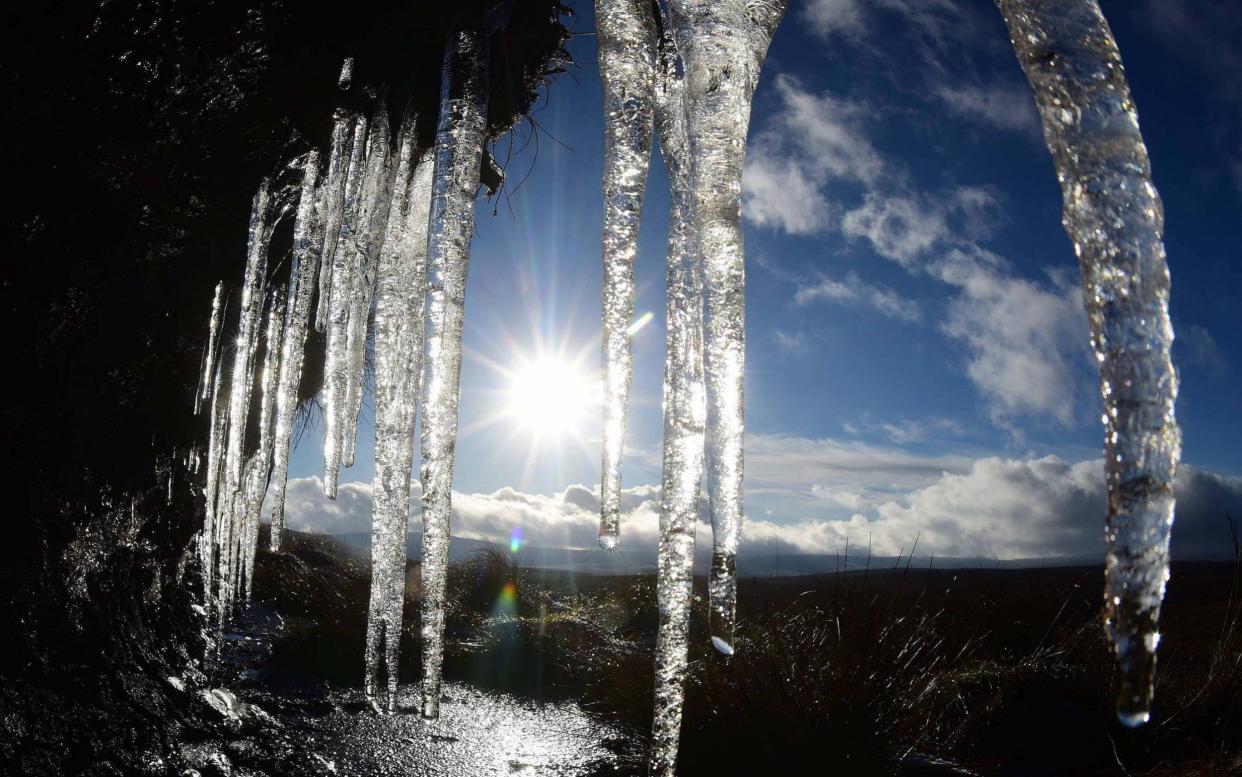 Icicles form on moorland in Teesdale, County Durham as sub-zero temperatures spread south over the UK - © North News & Pictures ltd 0191 265 7624