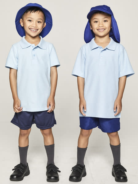 Sky blue kids Teflon protected cotton polo. 