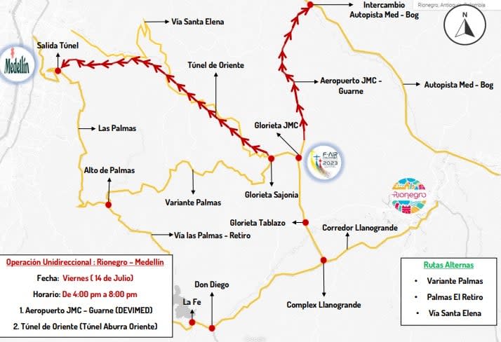 Movilidad Feria Aeronáutica en Rionegro 14 de julio