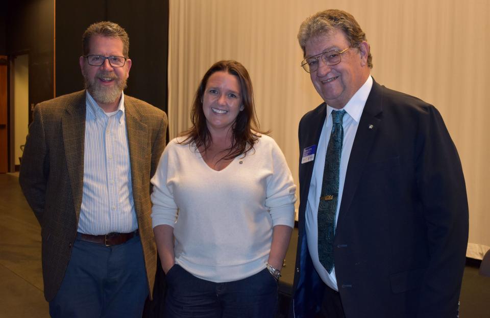 From left are Rotarians Rick Barber, Danielle Defelice and Rick Coyne at the 38th annual Literary Achievement Awards Ceremony.