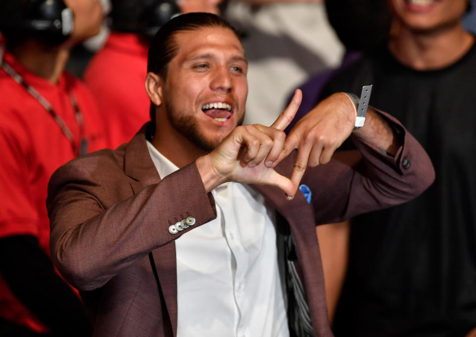 Brian Ortega is at UFC 227 inside Staples Center on Aug. 4, 2018, in Los Angeles. (Getty Images)