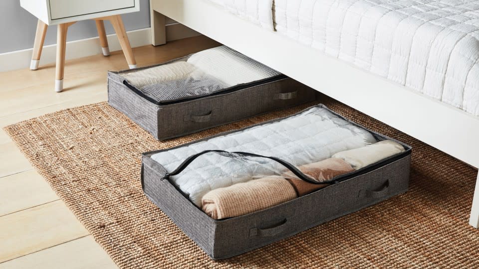 Squared Away™ Arrow Weave Underbed Bags in Grey - Bed Bath & Beyond, $35