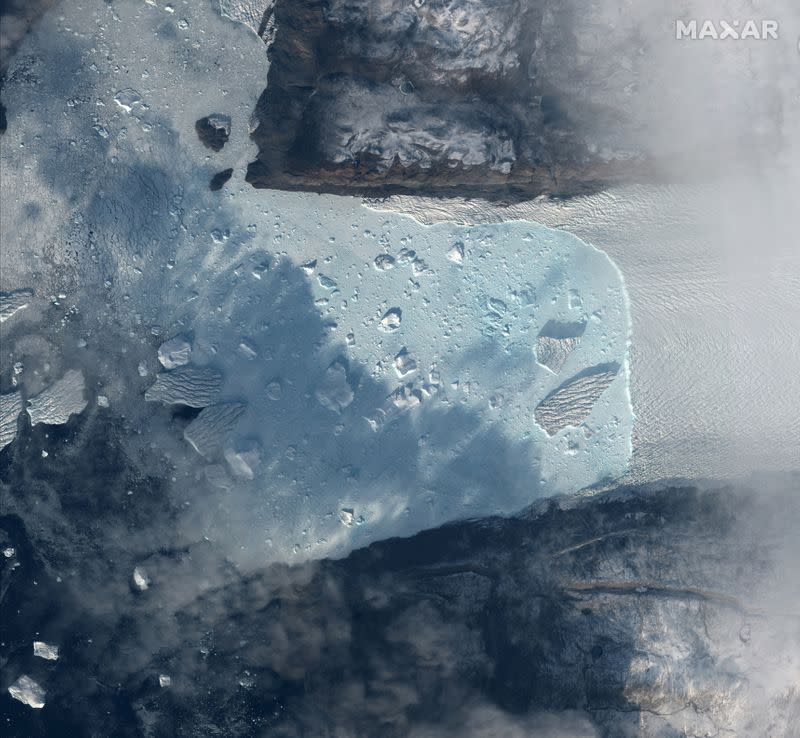 A handout satellite photo of Tracy glacier