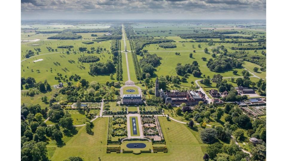 An aerial view of Eaton Hall in Cheshire