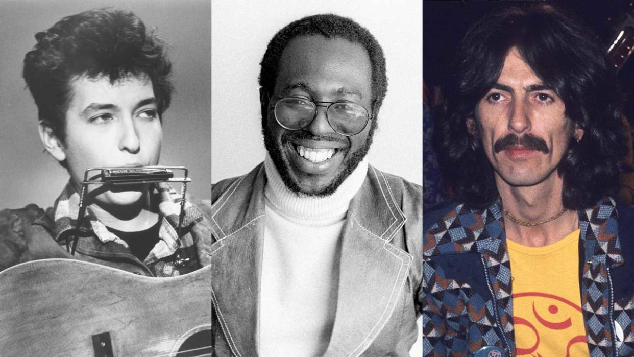  Bob Dylan, Curtis Mayfield and George Harrison portraits. 