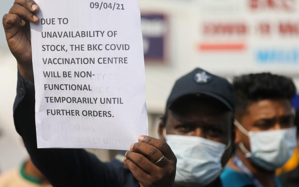 Shortage of Covid vaccine supplies at a vaccination centre in Mumbai - FRANCIS MASCARENHAS/REUTERS