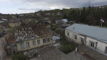 An aerial view shows a settlement in Martakert province, which according to Armenian media was affected by clashes over the breakaway Nagorno-Karabakh region, April 4, 2016. REUTERS/Davit Abrahamyan/PAN Photo