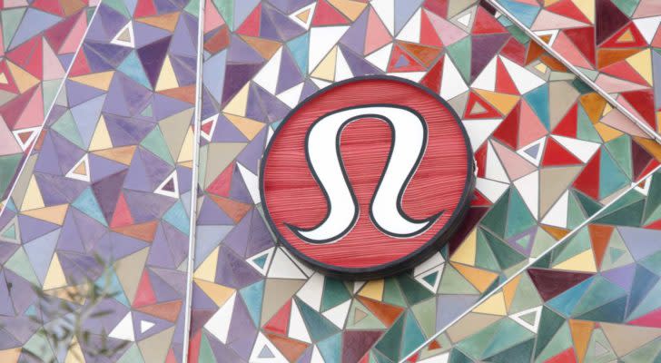 the lululemon (LULU) logo on a mosaic-style wall