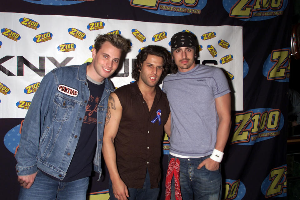 LFO members Rich Cronin, Devin Lima, and Brad Fischetti appear at a 2001 concert. (Photo: Gabe Palacio/Image Direct)