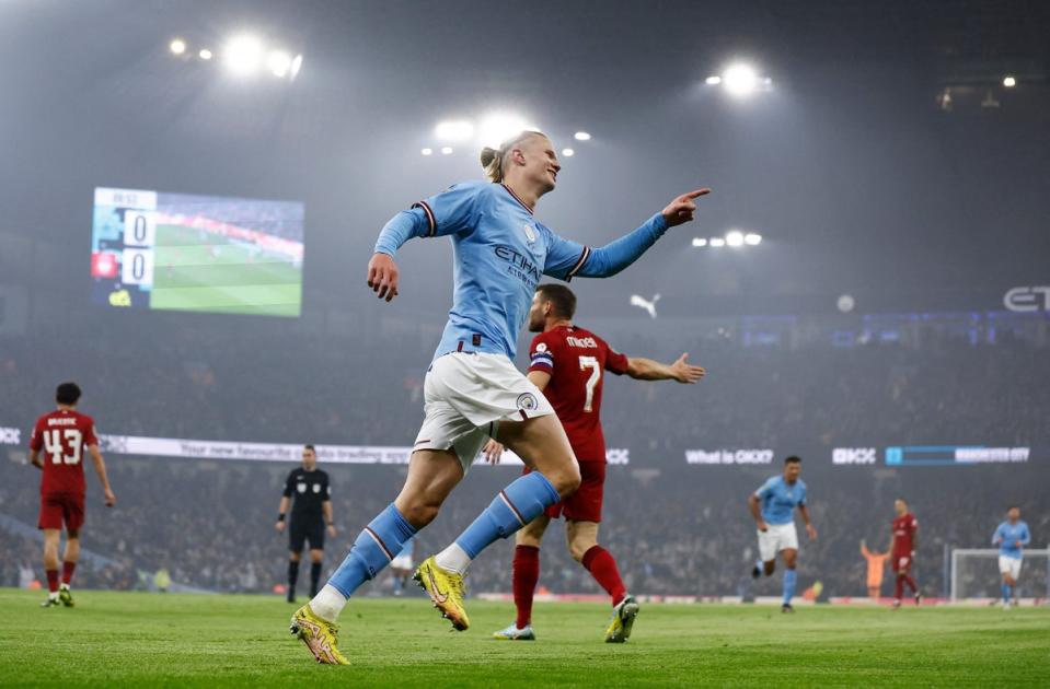 Manchester City's Erling Braut Haaland celebrates scoring (Action Images via Reuters)