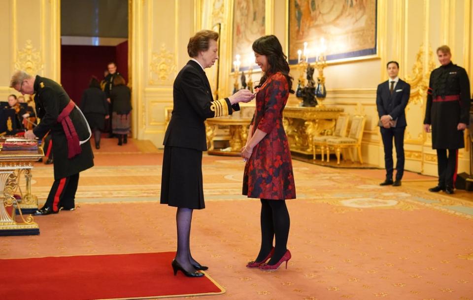 TV chef Ching-He Huang is presented with her MBE by Anne (Jonathan Brady/PA) (PA Wire)