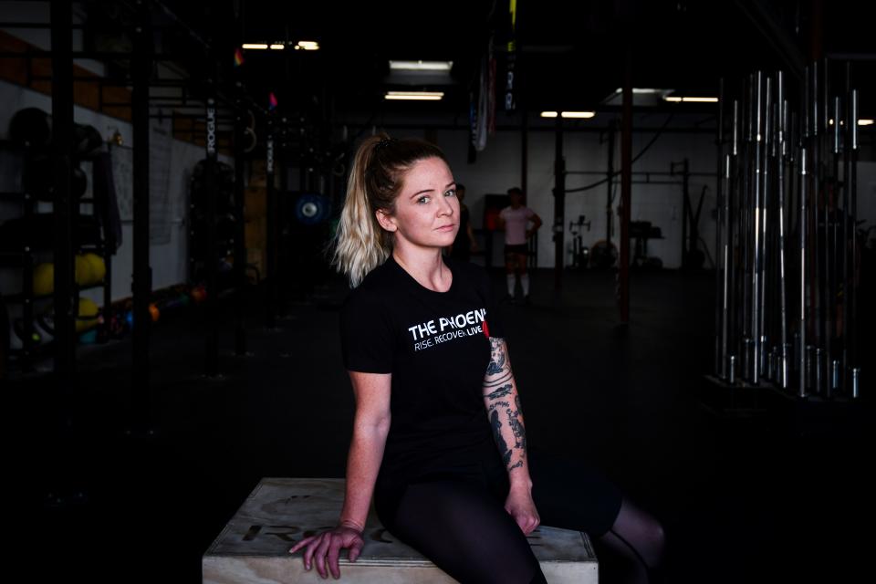 Tess Ford was addicted to opioids, alcohol and other drugs before she did in-patient treatment and started working out at The Phoenix nine months ago. She's now a volunteer rock climbing instructor and is working to get her yoga teaching certification.