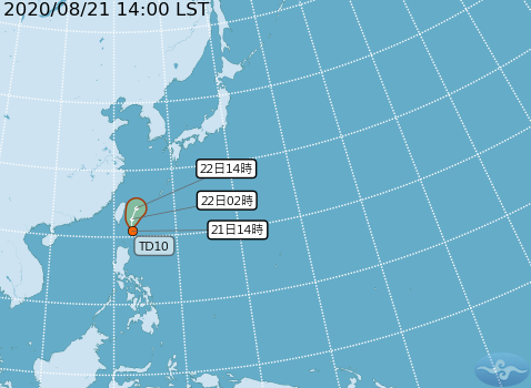 預測會8號颱風「巴威」的熱帶擾動，目前的預測路徑。   圖：中央氣象局/提供