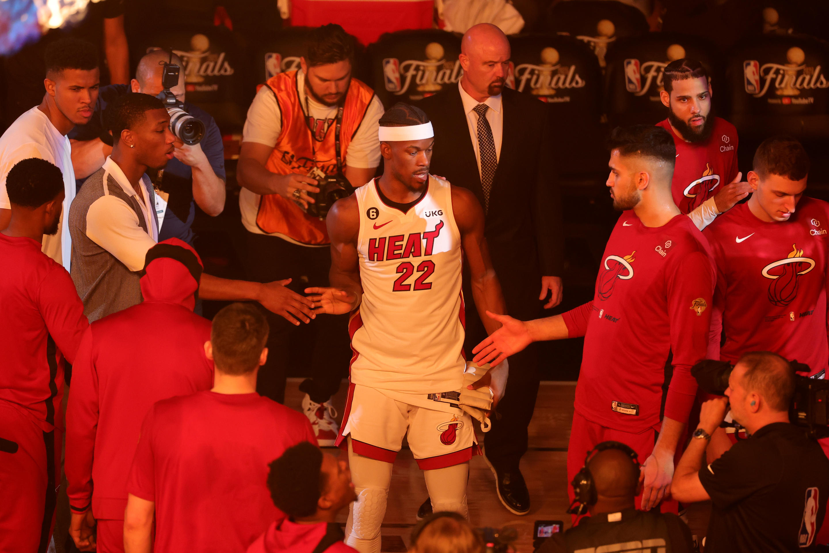 Jimmy Butler has been able to elevate the Miami Heat to the NBA Finals, but has not gotten them a title, keeping him at Level 2. (Photo by Megan Briggs/Getty Images)