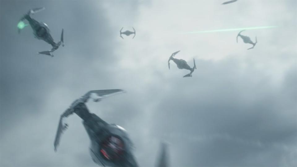 TIE Interceptors attack in The Mandalorian Season 3 Episode 3.