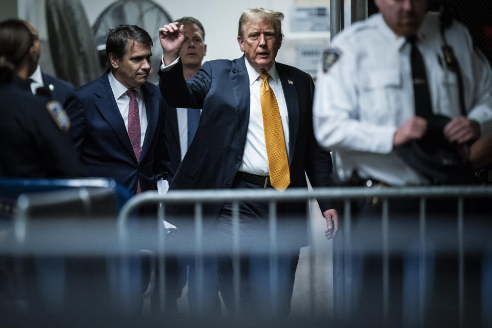 Former President Donald Trump arrives at Manhattan Criminal Court in New York, Wednesday, May 29, 2024. (Jabin Botsford/The Washington Post via AP, Pool)