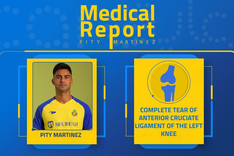 Reporte médico de la lesión de 'Pity' Martínez: rotura completa del ligamento cruzado anterior 