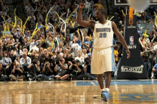 File photo shows Raymond Felton playing for the Denver Nuggets in April 2011. Over the weekend, the New York Knicks acquired Felton to join veteran Jason Kidd -- recently obtained from Dallas -- as two new point guards on the team's roster