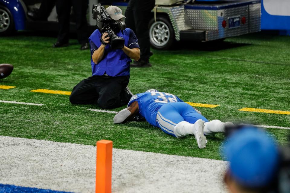 D'Andre Swift after dropping the go-ahead touchdown pass Sunday.