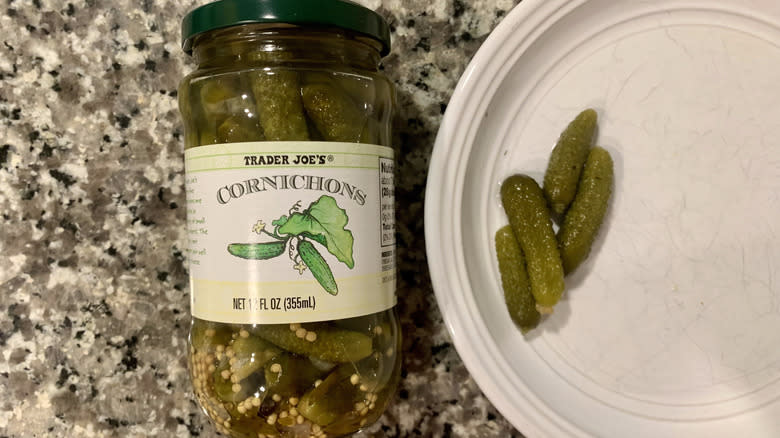 trader joe's cornichons pickles jar
