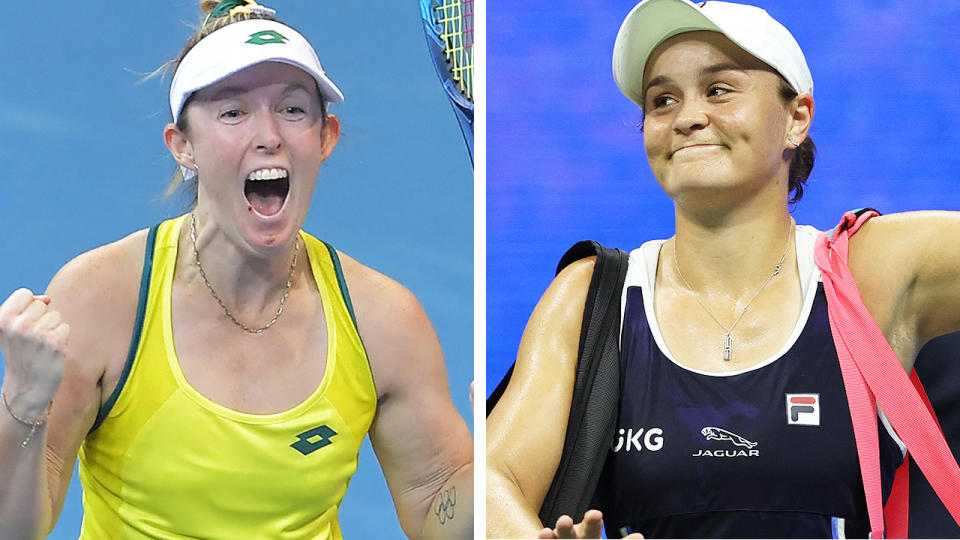 Storm Sanders claimed the biggest win of her singles career to help Australia to a 36-year Billie Jean King Cup first, all without the assistance of world No.1 Ash Barty. Pictures: Getty Images