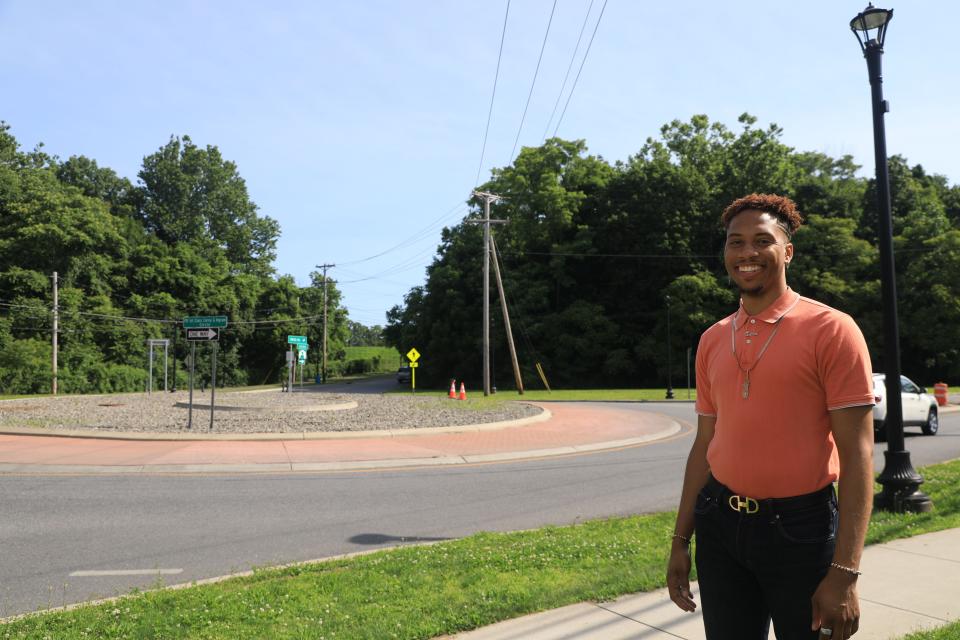 Talent Davis, community engagement specialist fromMass Design Group at Corey Ingram Circle in the City of Poughkeepsie on June 15, 2022. Mass Design Group and Poughkeepsie Alliance will be honoring Poughkeepsie's community leaders with The Corey Ingram Circle Champions Walk.