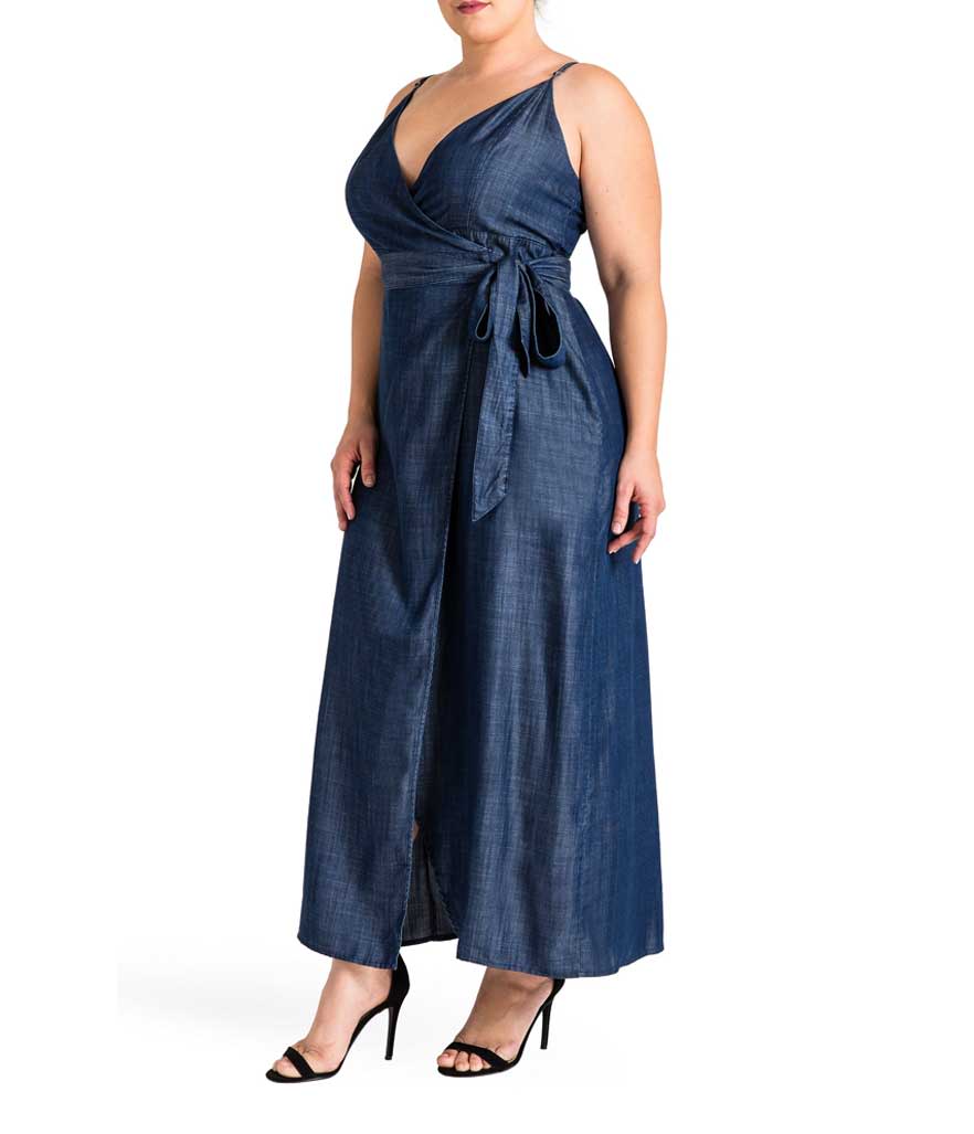 Plus-size denim wrap maxi dress. (Photo: Standards and Practices/Nordstrom)