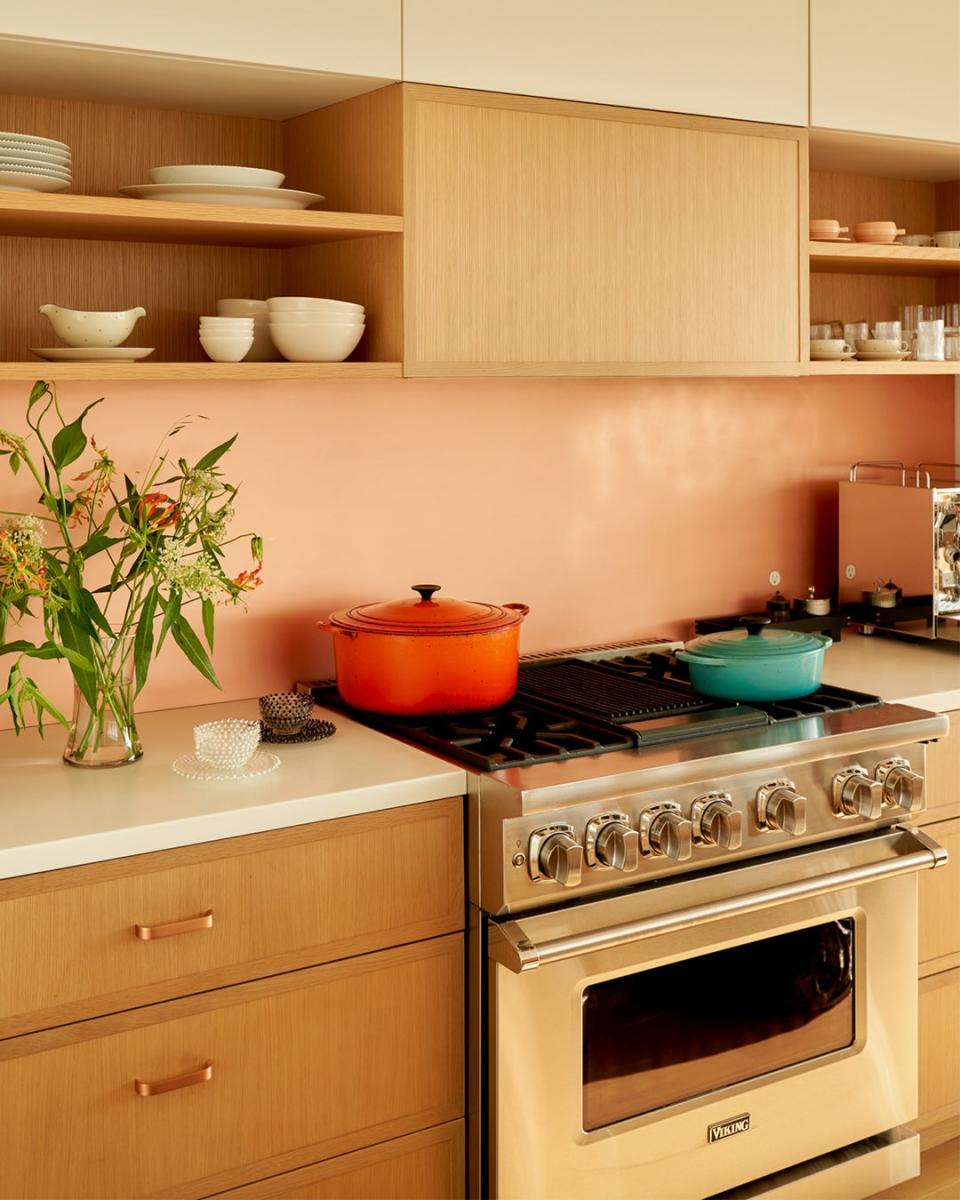 copper stove backsplash