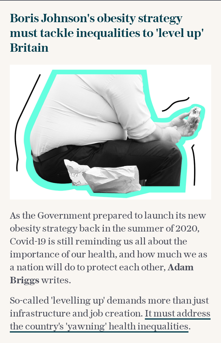 Boris's obesity strategy must tackle inequalities in order to 'level up' Britain