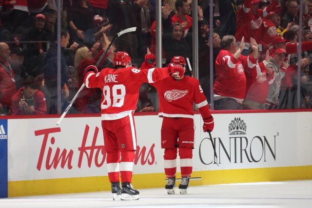 Red Wings' Dylan Larkin leaves game after cross-check; Patrick