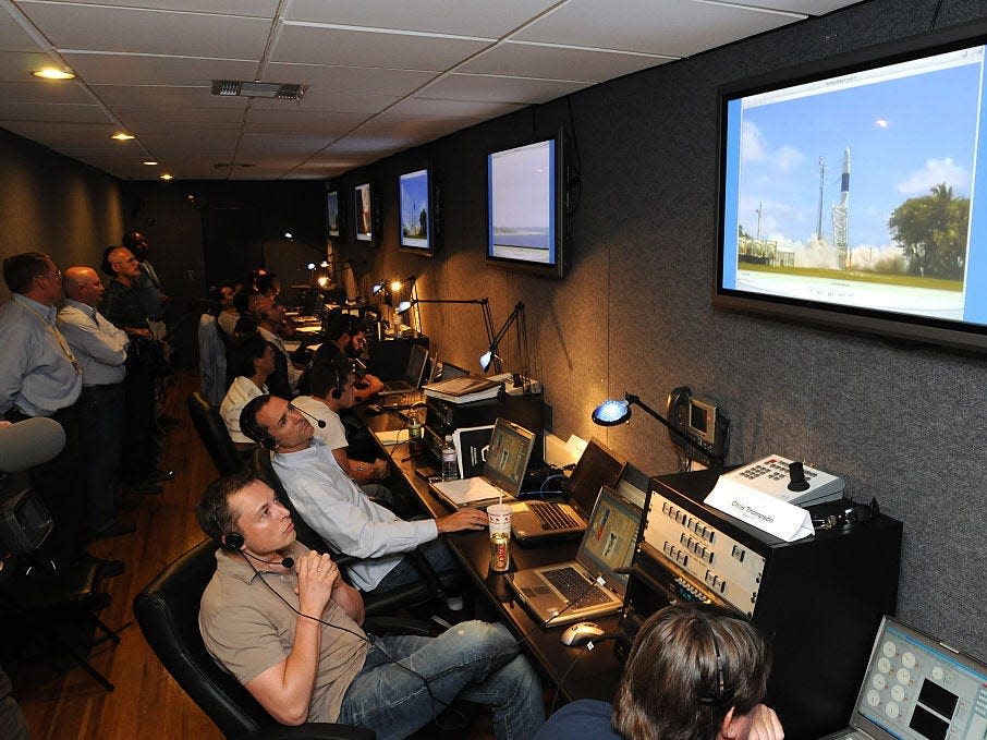 Elon Musk, the co-founder of SpaceX, a private space exploration company based in Hawthorne, CA, watches the liftoff of Falcon1 rocket from Omelek Island in the Kwajalein Atoll located 2,500 miles southwest of Hawaii, September, 29, 2008. Falcon 1 was the first privately developed liquid fuel rocket to orbit Earth.