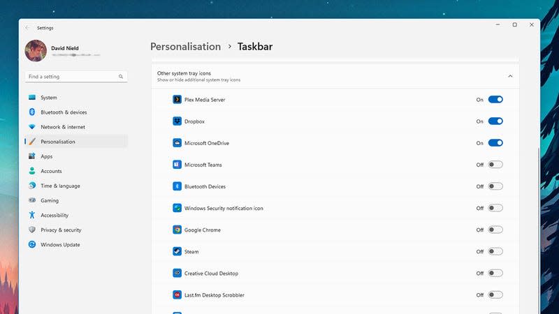 Windows taskbar app list